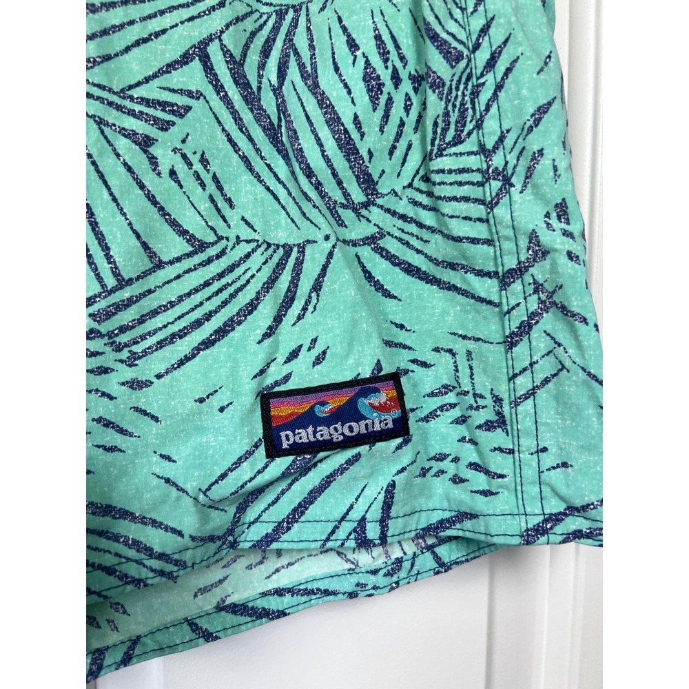Patagonia Mens Board Shorts Mint Green Navy Palm Leaf Print‎ Swim Trunks 36/10 - Picture 3 of 3